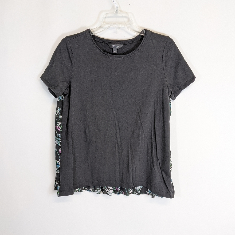 Vera Wang mixed media floral printed tee